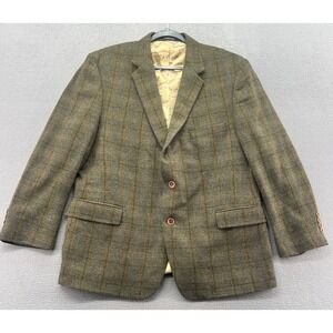 Richie Bland American Legend Blazer Sport Coat Mens 46 Lambswool Olive Plaid